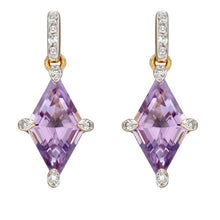 Load image into Gallery viewer, 9ct Gold Amethyst and Diamond Earrings