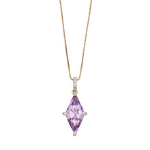 Load image into Gallery viewer, 9ct Gold Amethyst and Diamond Kite Necklace