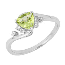 Load image into Gallery viewer, 9ct White Gold Peridot and White Topaz Ring