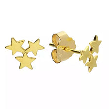Load image into Gallery viewer, Silver Gold Plated Triple Star Earrings
