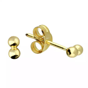 Silver Gold Plated Tiny Double Bead Studs