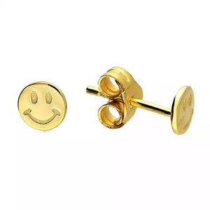 Silver Gold Plated Tiny Smiley Face Studs