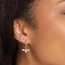 Load image into Gallery viewer, Kit Heath Blossom FlyteHoney Bee Hinged Hoop Drop Earrings