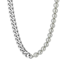 Load image into Gallery viewer, Mens Steel and Shell Pearl Necklace
