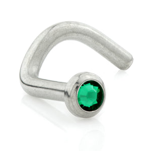 Titanium Nose Stud - Emerald Crystal