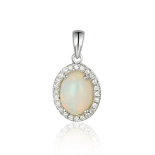 Load image into Gallery viewer, 9ct White Gold Opal and Diamond Pendant