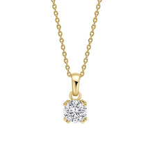 Load image into Gallery viewer, Diamonfire Cubic Zirconia Double Claw Solitaire Pendant - Gold Plate