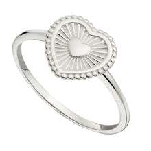 Load image into Gallery viewer, Silver Sun Ray Heart Ring

