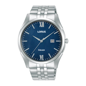 Lorus Gents  Stainless Steel Watch with Blue Face And Date
