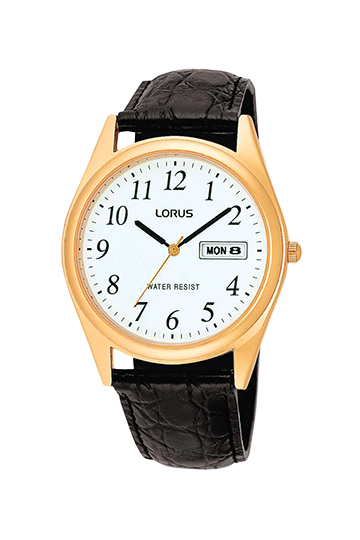 Lorus Gents Gold Plated Watch Leather Strap