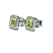 Load image into Gallery viewer, Platinum Yellow Sapphire and Diamond Earrings