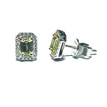 Load image into Gallery viewer, Platinum Yellow Sapphire and Diamond Earrings