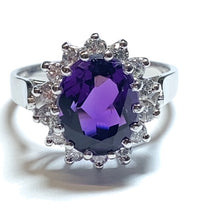 Load image into Gallery viewer, 18ct White Gold Amethyst and Diamond Cluster Ring