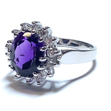 Load image into Gallery viewer, 18ct White Gold Amethyst and Diamond Cluster Ring
