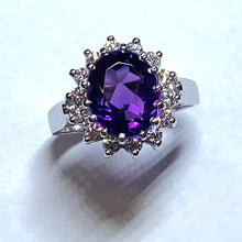 Load image into Gallery viewer, 18ct White Gold Amethyst and Diamond Cluster Ring