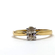 Load image into Gallery viewer, 18ct Gold Oval Solitaire Diamond Ring - 0.50ct