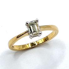 Load image into Gallery viewer, 18ct Gold Emerald Cut Solitaire Diamond Ring - 0.59ct
