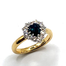 Load image into Gallery viewer, 18ct Gold Sapphire and Diamond Heart Cluster Ring