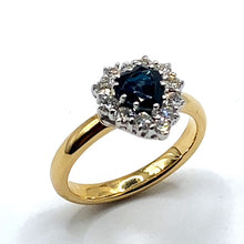 Load image into Gallery viewer, 18ct Gold Sapphire and Diamond Heart Cluster Ring