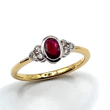 Load image into Gallery viewer, 18ct Gold Ruby and Diamond Trefoil Ring