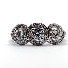 Load image into Gallery viewer, 18ct White Gold Trilogy Halo Cluster Ring