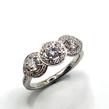 Load image into Gallery viewer, 18ct White Gold Trilogy Halo Cluster Ring