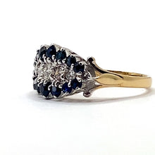 Load image into Gallery viewer, 18ct Gold Sapphire and Diamond Cluster Ring