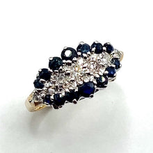 Load image into Gallery viewer, 18ct Gold Sapphire and Diamond Cluster Ring