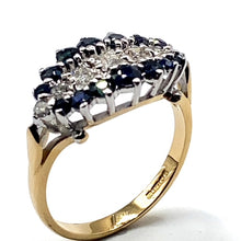Load image into Gallery viewer, 18ct Gold Sapphire and Diamond Cluster Ring