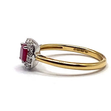 Load image into Gallery viewer, 18ct Gold Ruby and Diamond Cushion Cluster Ring