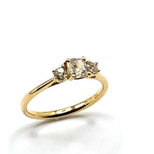 Load image into Gallery viewer, 18ct Gold Cushion and Round Diamond Trilogy Ring