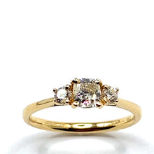 Load image into Gallery viewer, 18ct Gold Cushion and Round Diamond Trilogy Ring