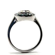 Load image into Gallery viewer, Secondhand 18ct White gold 0.91ct Cushion Cut White and Blue Diamond Ring