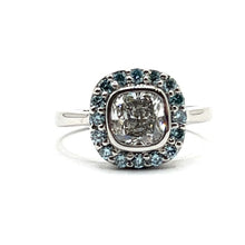 Load image into Gallery viewer, Secondhand 18ct White gold 0.91ct Cushion Cut White and Blue Diamond Ring