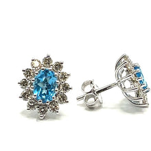 Load image into Gallery viewer, 9ct White Gold Topaz and Diamond Cluster Earrings