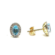 Load image into Gallery viewer, 9ct Gold Topaz and Diamond Cluster Stud Earrings