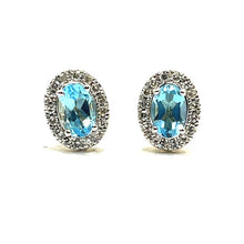 Load image into Gallery viewer, 9ct Gold Topaz and Diamond Cluster Stud Earrings