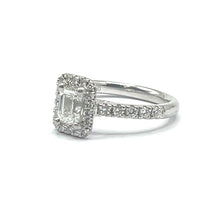 Load image into Gallery viewer, Secondhand Platinum Emerald Cut Diamond Halo Ring