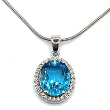 Load image into Gallery viewer, 9ct White Gold Swiss Blue Topaz and Diamond Necklace