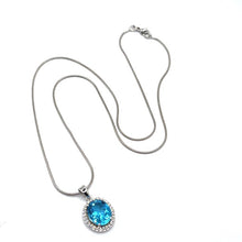 Load image into Gallery viewer, 9ct White Gold Swiss Blue Topaz and Diamond Necklace