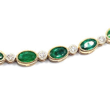 Load image into Gallery viewer, Gold Emerald and Diamond Line Bracelet