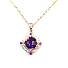 Load image into Gallery viewer, 9ct Gold Amethyst and Diamond Necklace