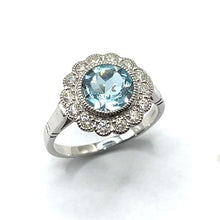 Load image into Gallery viewer, 9ct White Gold Topaz and Diamond Ring