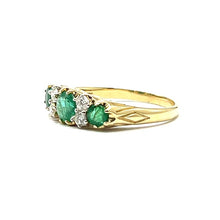 Load image into Gallery viewer, 9ct Gold Emerald and Diamond Three Stone Ring
