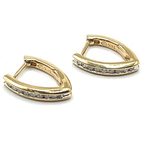 Load image into Gallery viewer, 14ct Yellow Gold Diamond Huggie Hoops