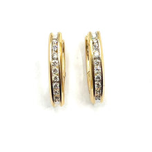 Load image into Gallery viewer, 14ct Yellow Gold Diamond Huggie Hoops