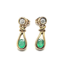 Load image into Gallery viewer, Secondhand Emerald and Diamond Earrings