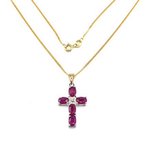Load image into Gallery viewer, Secondhand Ruby and Diamond Cross
