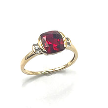 Load image into Gallery viewer, Secondhand Lab Grown Ruby and Cubic Zirconia Ring