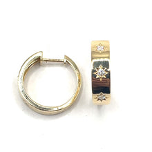 Load image into Gallery viewer, 9ct Yellow Gold Diamond Hoop Earrings